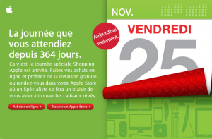 Black Friday 2011 La journée Black Friday, c’est aujourd’hui! Retrouvez toutes les promotions Apple