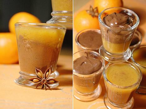 Petites mousses au chocolat & gelée de mandarine aux épices Mousses au chocolat & gelée de mandarine