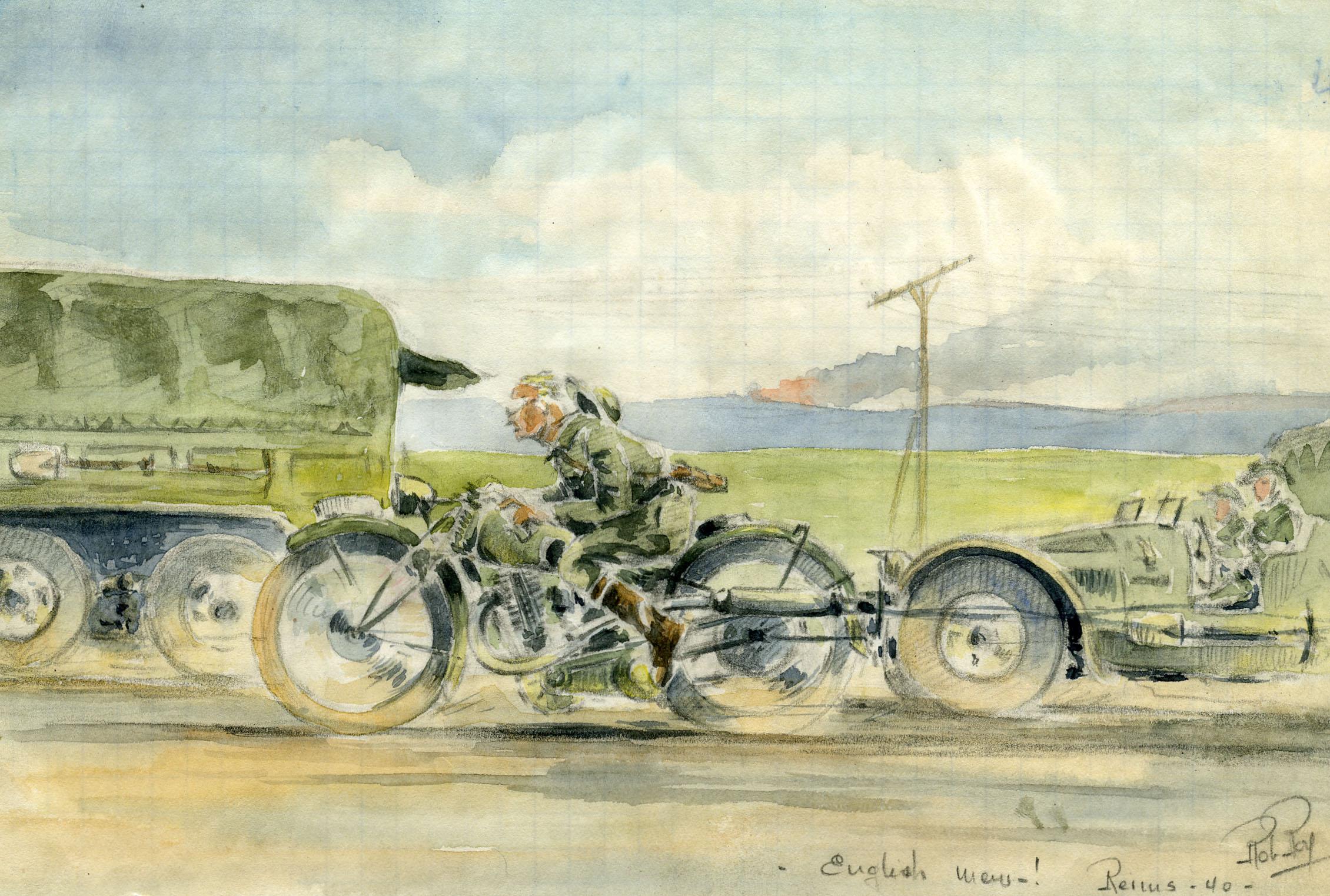 Reims 1940 Rob Roy (1909-1992) aquarelliste français