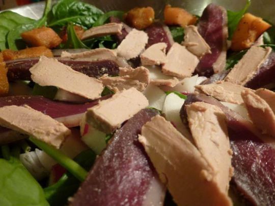 Salade d’épinards au magret pour les fêtes, petits aléas de courses de dernière minute