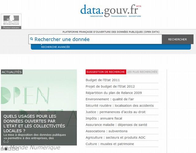 Data.gouv.fr, les données publiques de l’Etat français en ligne accessibles à tous Data.gouv.fr, les données publiques de l’Etat français en ligne accessibles à tous