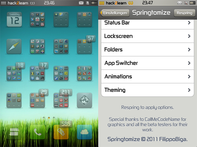 Personnaliser chaque aspect de votre iPhone maintenant avec Springtomize 2 Pour iOS 5
