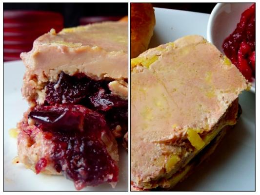 Foie gras à la canneberge Terrine de foie gras aux canneberges et au cidre de glace