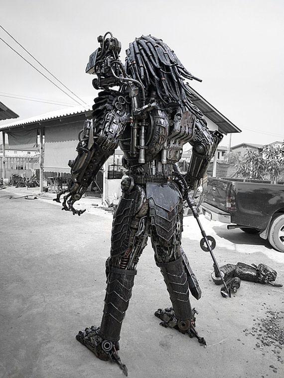 predator metal recyclé statue geek gnd Une statue de Predator, grandeur réelle