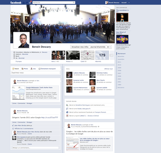 benoit descary facebook Facebook: le nouveau profil Journal est disponible activez le [Facebook Timeline] 