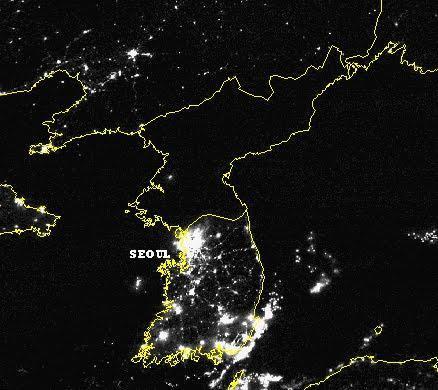 Corée du nord et du sud la nuit Corée du nord et du sud la nuit