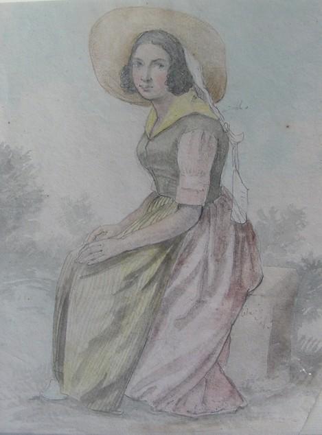 Toffer_ paysane assise Quelques Aquarellistes suisses des 18 et 19 ème siècles : Léon Rodolphe Berthoud Alexandre Calame, Abraham Louis Rodolphe Ducros, Balthasar Anton Dunker, Salomon Gessner, Johann Joseph Hartmann, François Keisermann , Charles François Knébel, Gabriel I...