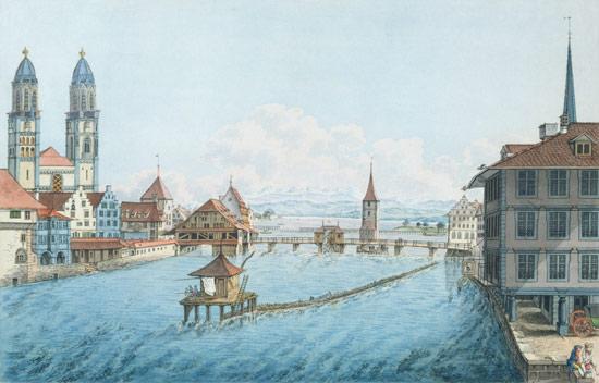 Dunker Vue de Zurich Quelques Aquarellistes suisses des 18 et 19 ème siècles : Léon Rodolphe Berthoud Alexandre Calame, Abraham Louis Rodolphe Ducros, Balthasar Anton Dunker, Salomon Gessner, Johann Joseph Hartmann, François Keisermann , Charles François Knébel, Gabriel I...