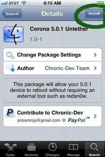 Corona vous permet de passer d'un jailbreak tethered à untethered...