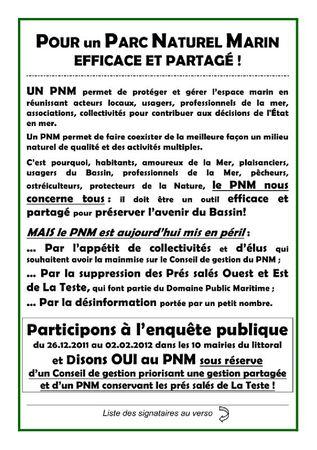 APPEL A SOUTENIR LE PARC NATUREL MARIN PNM tract déc2011 V101
