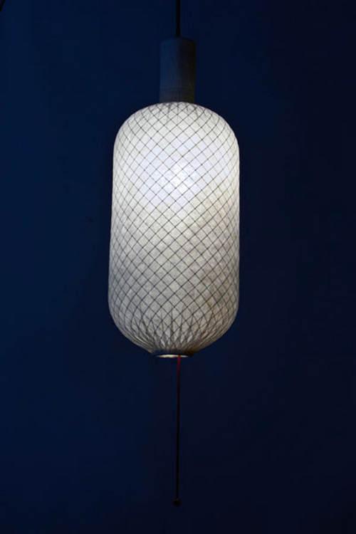 Collection Meshmatics, luminaire de bambou et grillage par Rick Tegelaar