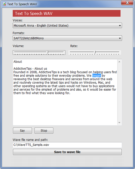 Text To Speech WAV Text To Speech WAV