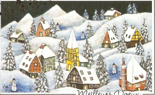 Merci pour vos voeux carte el le village en manteau d'hiver l höllerer.JPG