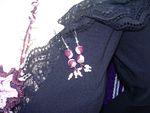 prune,rose,boucle d'oreille,perle, rocaille, bijou, fleur, fimo, parure