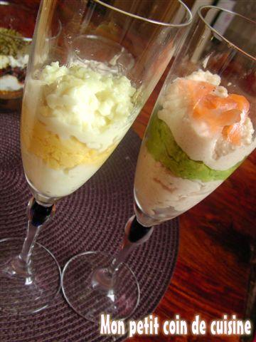 Verrine oeuf mimosa et verrine guacamole �c�arama