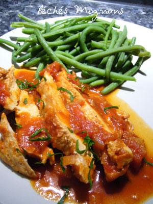 Poulet à la sauce tomate et au vin rouge Poulet, Légère, Rapide, Tomates