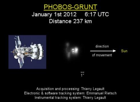 La sonde spatiale Phobos-Grunt photographiée depuis la Terre
