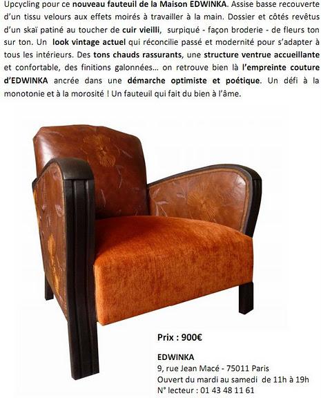Fauteuil Vintage de la maison Edwinka Fauteuil Vintage de la maison Edwinka
