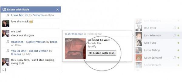listen with facebook listen with facebook1 600x270 Facebook permet le partage découte de vos musiques en temps réel