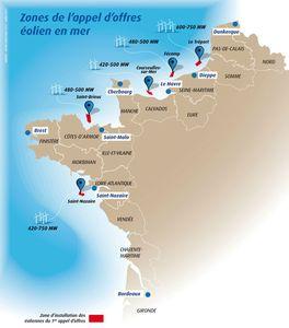 parcs éoliens appel offre France site offshore