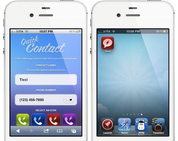 Quick Contact: Créer des icônes de raccourcis depuis votre iPhone...