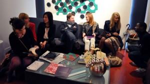 soiree-carpewebem-art-ensuite-hotel-elysees-mermoz-paris-art-mecenat-02 From left to right: Charlotte Puertas, Elodie Boutry, Soo Kyoung Lee (the artists), Thierry Richard (Chroniques du Plaisir), Amyitis Filippi (Hoosta/Relaxnews), Dominique Planche, and Thomas Mondo (Darkplanneur).