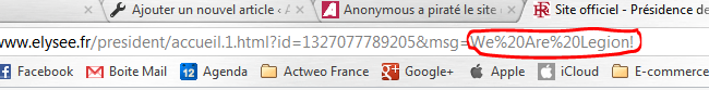 Anonymous a piraté le site de l’Elysée !