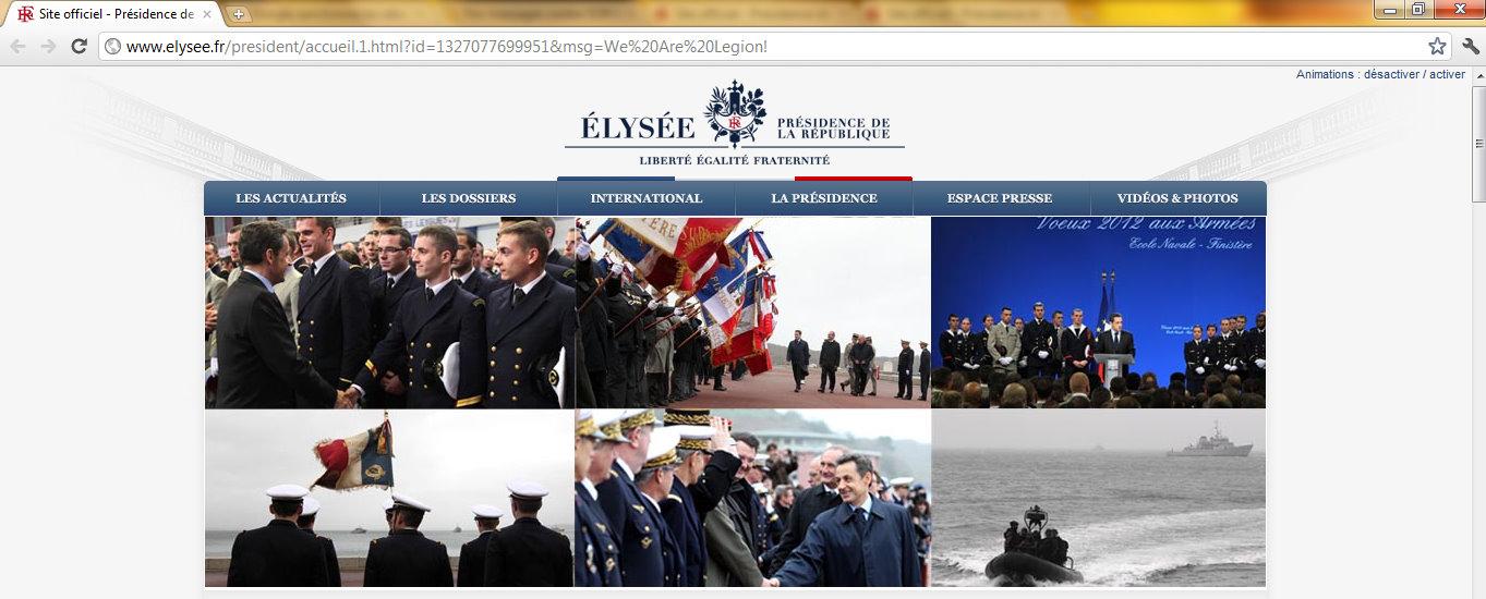 Elysee Anonymous Elysee Anonymous Les Anonymous attaquent le site de lElysée