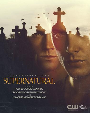 Supernatural poster celebrating People's Choice wins ! http://img706.imageshack.us/img706/4034/spnd.jpg