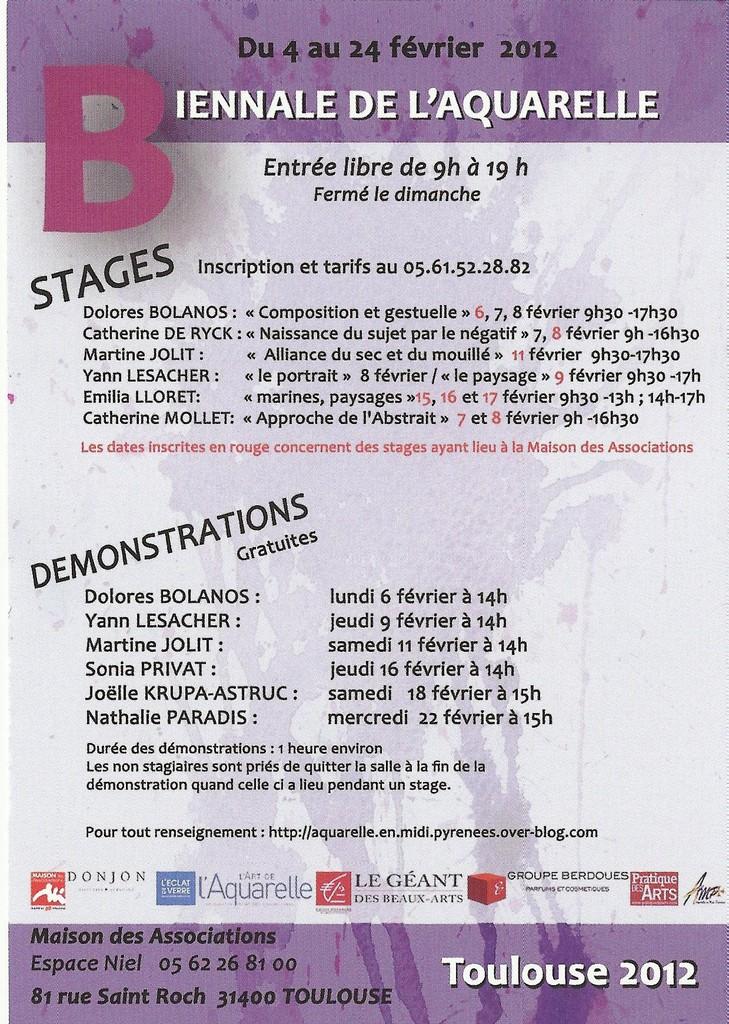 Toulouses Stages Biennale de l’Aquarelle – Toulouse 2012