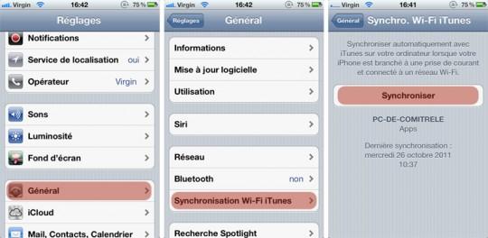 synchroniser 540x264 Comment synchroniser son iPhone à iTunes en Wi fi