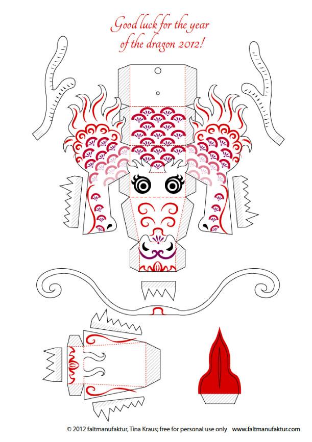 Papertoy Dragon 2012 de Tina Kraus (x 4)