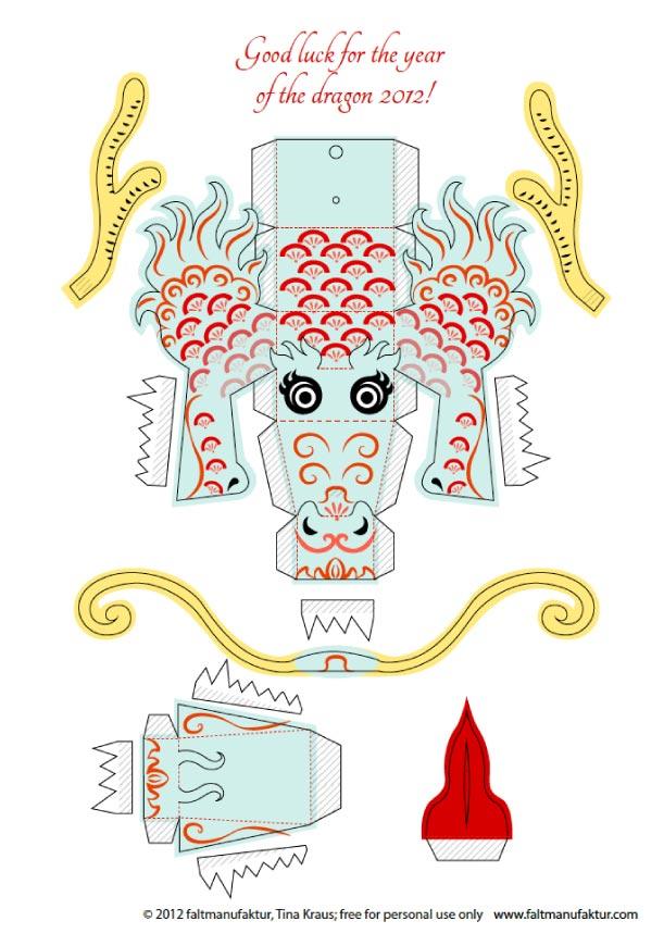 Papertoy Dragon 2012 de Tina Kraus (x 4)