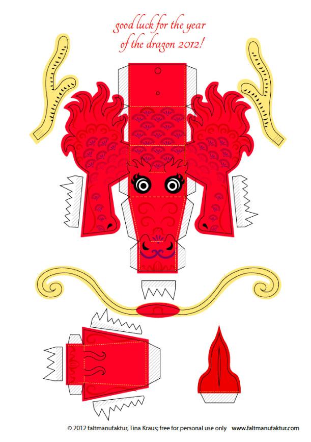 Papertoy Dragon 2012 de Tina Kraus (x 4)