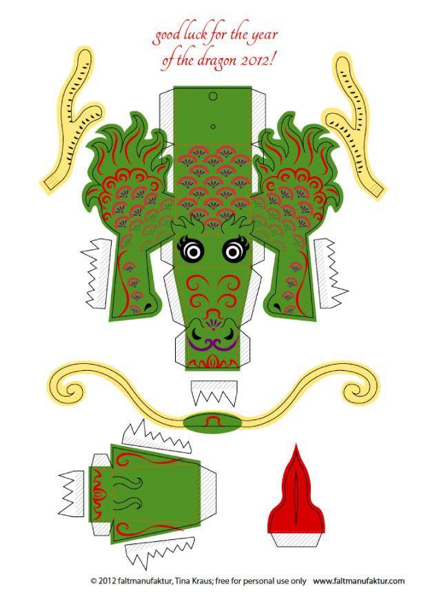 Papertoy Dragon 2012 de Tina Kraus (x 4)