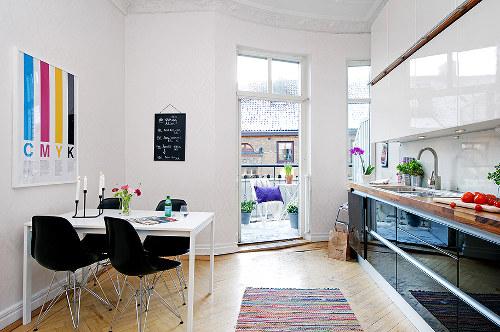 Appartement duplex suédois - Conseils Déco 6 - La cuisine Une déco d’appartement en Cyan, Magenta, Jaune et Noir