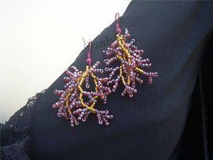 fleur rouge garnet or bo boucle oreille