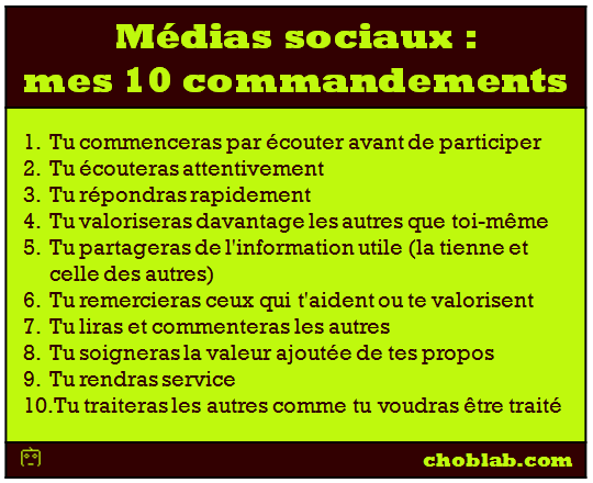 Médias sociaux : mes 10 commandements