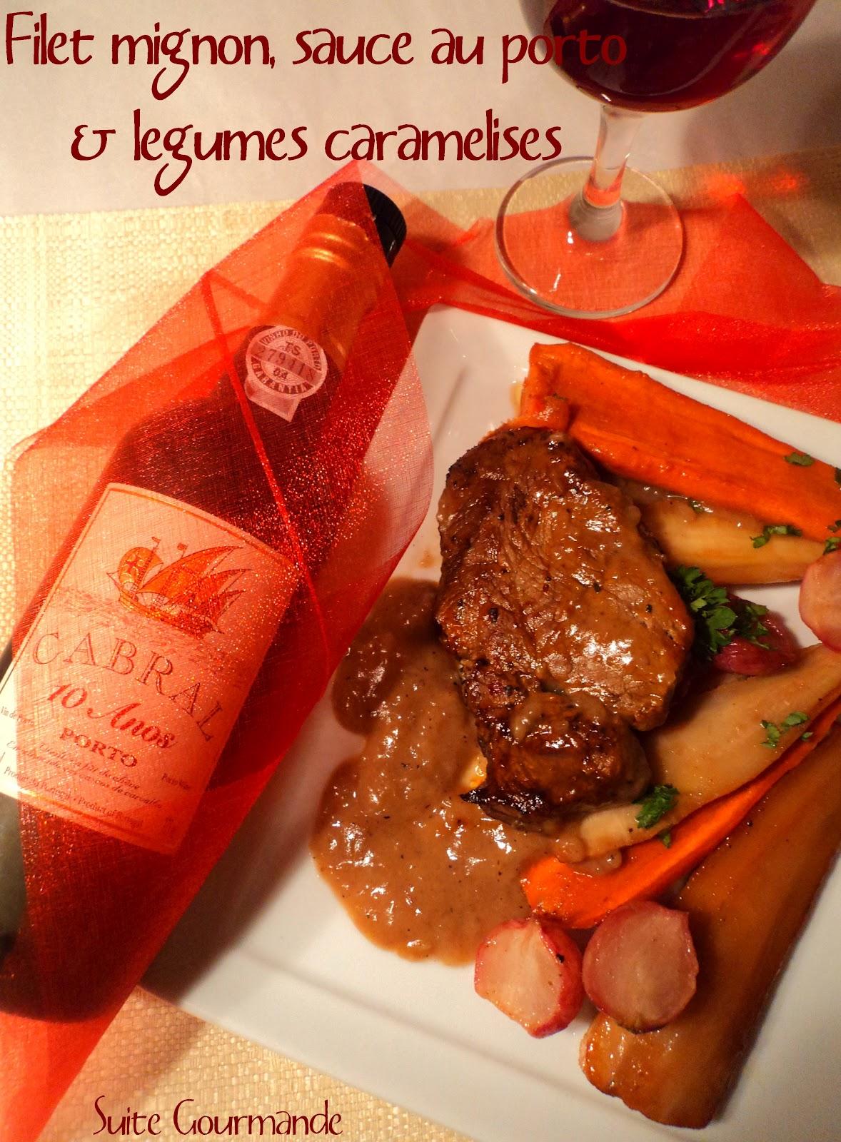 Filet mignon, sauce au porto et légumes racines caramélisés Filet mignon, sauce au porto et légumes racines caramélisés