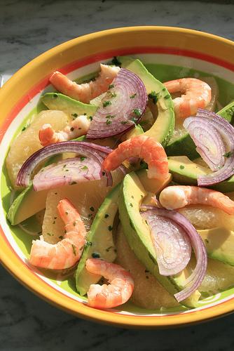 Salade de pomelo, avovat & crevettes