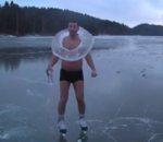 vidéo norvégien patin glace lac gelé