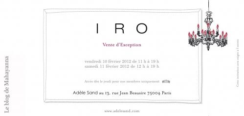 Invitation vente privée mixte Iro chez Adèle sand