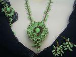 La parure verte et bronze collier,perle, peyote, rocaille, fleur, vert, bronze, bijou,