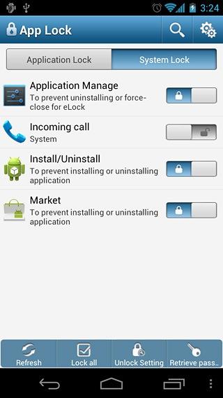 Verrouiller vos applications Android avec APP Lock App-Lock-For-Android-System-Actions-Lock