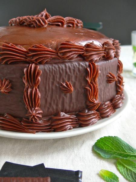 My After Eight Cake or Triple Layer Chocolate Mint  Cake with Mint Condensed  Milk  Buttercream Filling and After Eight Ganache Frosting