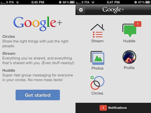 Google+ sur iPhone, passe en version 1.0.9.4278...