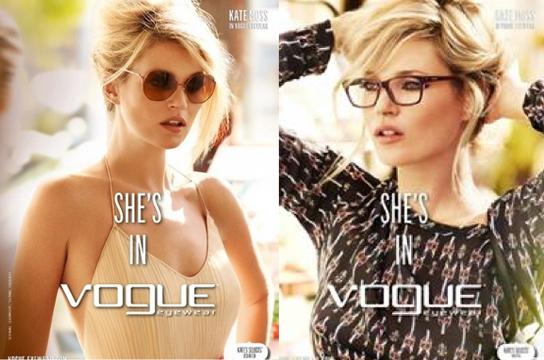 Kate Moss égérie pub Vogue Eyewear