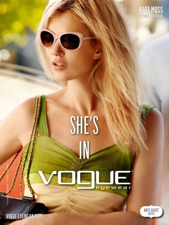 Kate Moss égérie pub lunettes Vogue