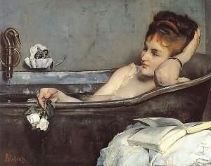 Peinture de femme dans baignore