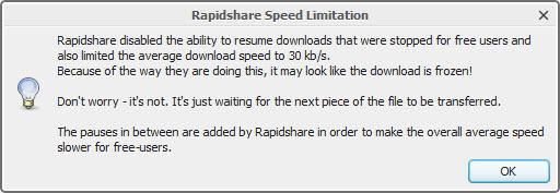 RapidShare Speed Limitation Rapidshare : encore plus de bridage pour les utilisateurs non premium